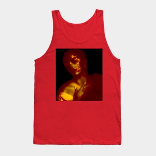 Beautiful girl, like robot. Gold. Tank Top